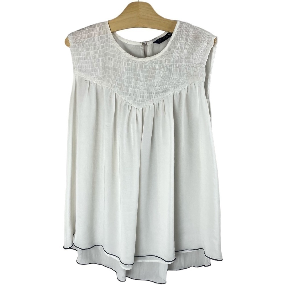 ZARA - Front lined blouse in Off-White with Black detail Size S